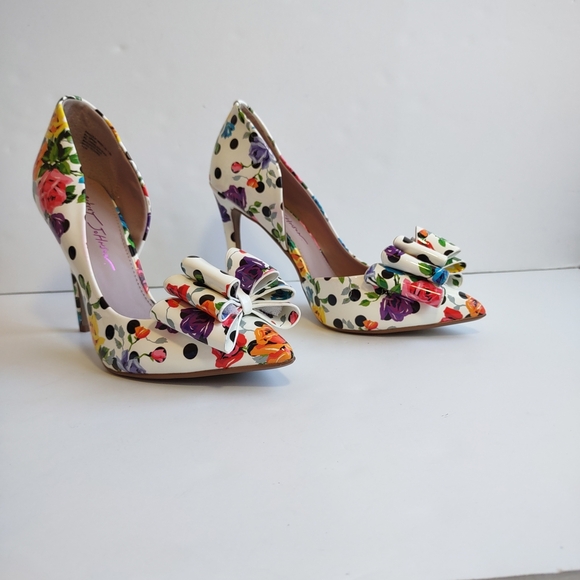 Betsey Johnson Floral Polka Dot D'orsay 4" Heels Indie Sleeze Stiletto Size 7.5 - Picture 5 of 11